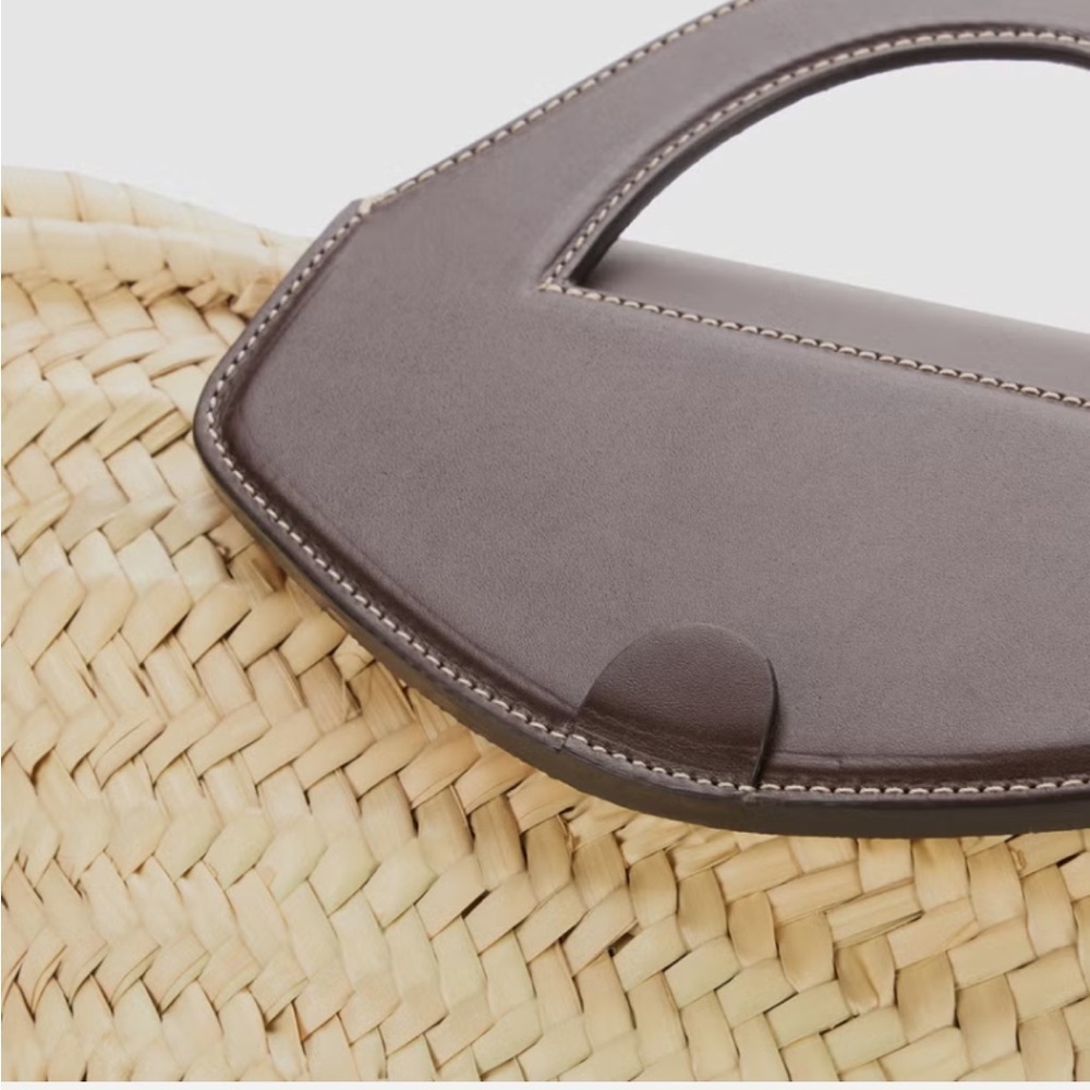 Hereu Alqueria Small Straw Crossbody Tote Natural with Brown Leather - Picture 5 of 17